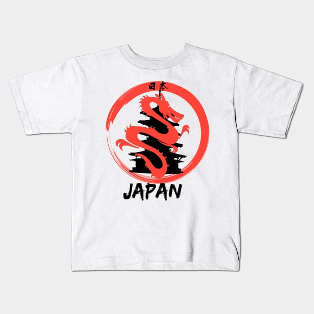 japan temple dragon Kids T-Shirt by Armagedon shop